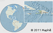 Savanna Style Location Map of Haiti, lighten, land only, hill shading