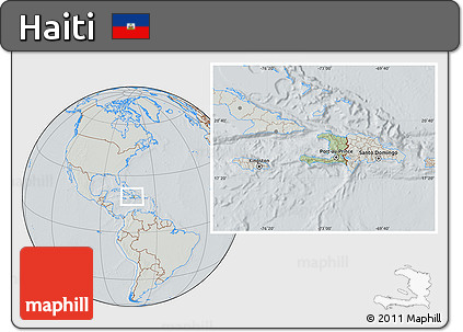 Savanna Style Location Map of Haiti, lighten, semi-desaturated, hill shading