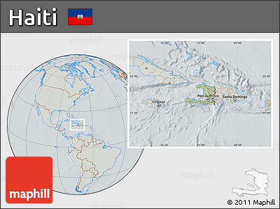Savanna Style Location Map of Haiti, lighten, semi-desaturated, hill shading