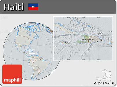 Savanna Style Location Map of Haiti, lighten, semi-desaturated, hill shading