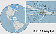 Savanna Style Location Map of Haiti, lighten, semi-desaturated, land only, hill shading