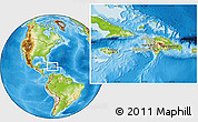 Savanna Style Location Map of Haiti, physical outside, hill shading