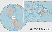 Shaded Relief Location Map of Haiti, gray outside, hill shading