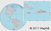 Shaded Relief Location Map of Haiti, gray outside