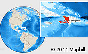 Shaded Relief Location Map of Haiti, highlighted continent