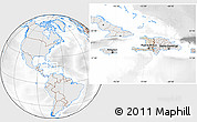 Shaded Relief Location Map of Haiti, lighten, desaturated