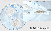 Shaded Relief Location Map of Haiti, lighten, semi-desaturated