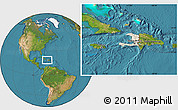 Shaded Relief Location Map of Haiti, satellite outside