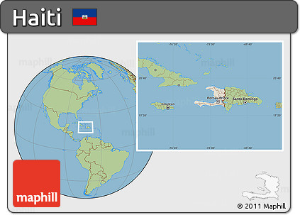Shaded Relief Location Map of Haiti, savanna style outside
