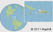 Shaded Relief Location Map of Haiti, savanna style outside