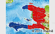 Flag Map of Haiti, physical outside, flag aligned to the middle
