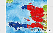 Flag Map of Haiti, physical outside, flag rotated