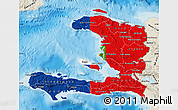 Flag Map of Haiti, shaded relief outside, flag rotated