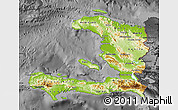 Physical Map of Haiti, darken, desaturated