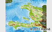 Physical Map of Haiti, darken, land only