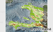 Physical Map of Haiti, darken, semi-desaturated