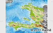 Physical Map of Haiti, desaturated, land only