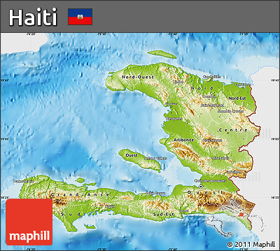 Physical Map of Haiti, single color outside