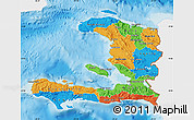 Political Map of Haiti, single color outside, shaded relief sea