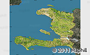 Satellite Map of Haiti, darken, semi-desaturated, land only