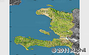 Satellite Map of Haiti, desaturated, land only