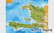 Satellite Map of Haiti, political shades outside