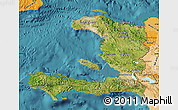 Satellite Map of Haiti, political shades outside, satellite sea