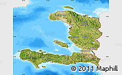 Satellite Map of Haiti, single color outside, bathymetry sea