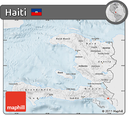 Silver Style Map of Haiti, single color outside