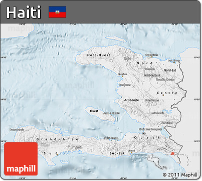 Silver Style Map of Haiti, single color outside