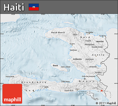 Silver Style Map of Haiti, single color outside