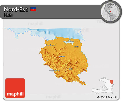 Political 3D Map of Nord-Est, single color outside