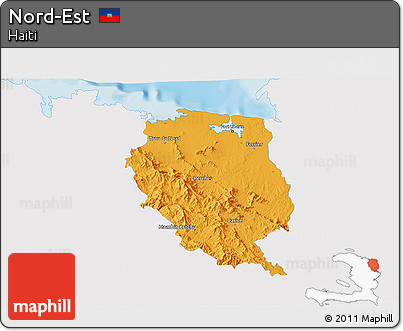 Political 3D Map of Nord-Est, single color outside