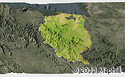 Satellite 3D Map of Nord-Est, darken, semi-desaturated