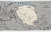 Shaded Relief 3D Map of Nord-Est, darken, semi-desaturated