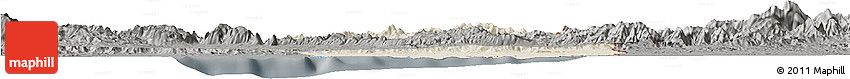 Shaded Relief Horizon Map of Nord-Est, darken, semi-desaturated