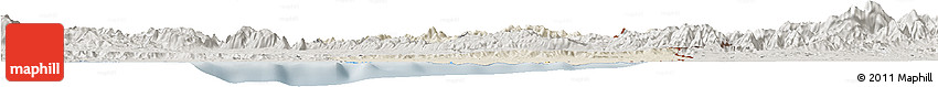 Shaded Relief Horizon Map of Nord-Est, semi-desaturated