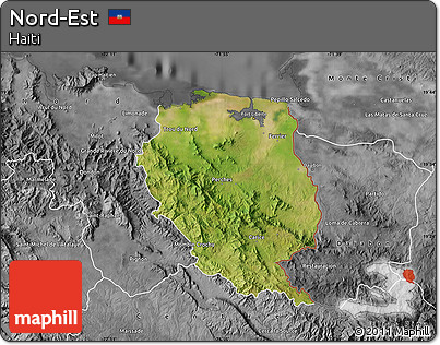Satellite Map of Nord-Est, desaturated