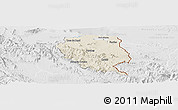 Shaded Relief Panoramic Map of Nord-Est, lighten, desaturated