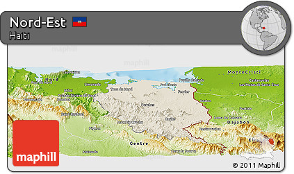 Shaded Relief Panoramic Map of Nord-Est, physical outside