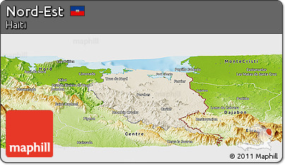 Shaded Relief Panoramic Map of Nord-Est, physical outside