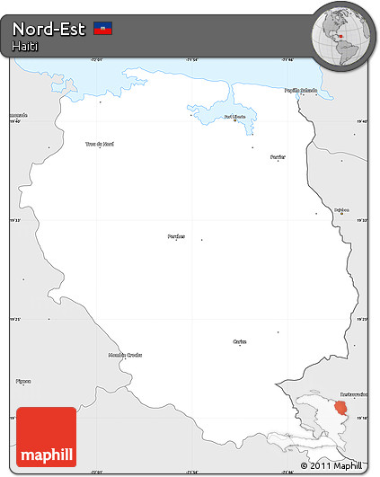 Silver Style Simple Map of Nord-Est