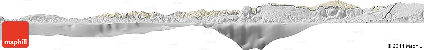 Shaded Relief Horizon Map of Ouest, desaturated