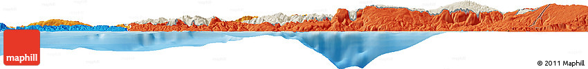 Shaded Relief Horizon Map of Ouest, political outside