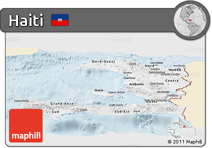 Classic Style Panoramic Map of Haiti, single color outside