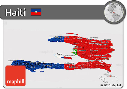 Flag Panoramic Map of Haiti, flag rotated