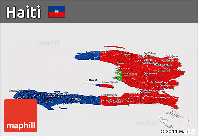 Flag Panoramic Map of Haiti, flag rotated