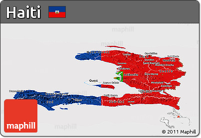 Flag Panoramic Map of Haiti, flag rotated