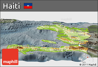 Physical Panoramic Map of Haiti, darken, semi-desaturated