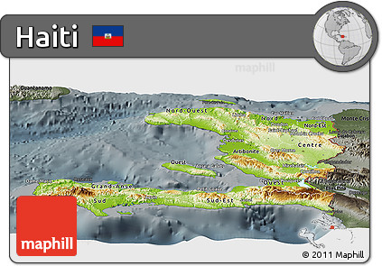 Physical Panoramic Map of Haiti, darken, semi-desaturated